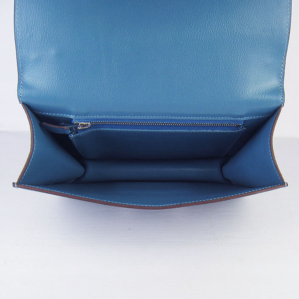 7A Hermes Oxhide Leather Message Bag Middle Blue H017